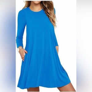 Women's Long Sleeve Pockets Casual Swing T-Shirt Dresses  (Bundle of 3, all XS)
